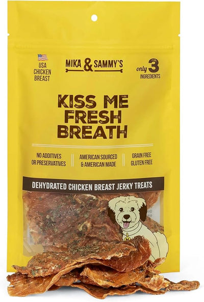 Mika & Sammy's Gourmet Chicken Jerky Dog Treats Made in the USA. (Kiss Me Fresh Breath 12 0z)