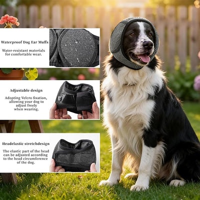 2PCS Dog Ear Muffs Noise Protection No Flap Ear Wrap for Dog Anxiety for Bathing Grooming Swimming Cold Weather