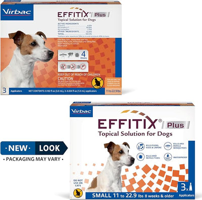 EFFITIX Plus Topical Solution for Dogs - Waterproof Flea and Tick Treatment for Small Dogs (11-22.9lbs) 3 Doses by Virbac