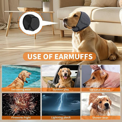 No Flap Ear Wraps for Dogs Dog Ear Muffs Noise Protection Cover Waterproof Snoods for Dogs Bathing Grooming Thunder Fireworks Doggie Hush Ear Covers French Bulldog Pointy Tight Fit Ears(S)