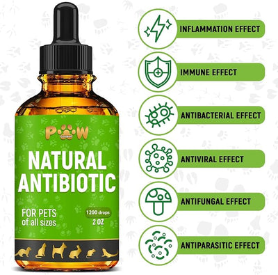 Dog Antibiotics for Infections, Kennel Cough, Wounds, UTIs, Allergies, Itching – Natural Antibiotics for Cats to Support Skin, Coat, & Digestion – Liquid Form for Oral Use – All Pet Ages – 2 oz