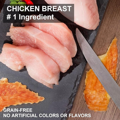 MON2SUN Chicken Jerky 14.11 oz for Small Medium and Large Dogs & 3 Inch Triple Flavor Chicken Wrapped Duck and Beef Rolls 10 Count for Small Dogs