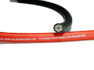KnuKonceptz Kolossus Flex Kable OFC 0 Gauge Power Wire Copper Cable Red 1/0 AWG