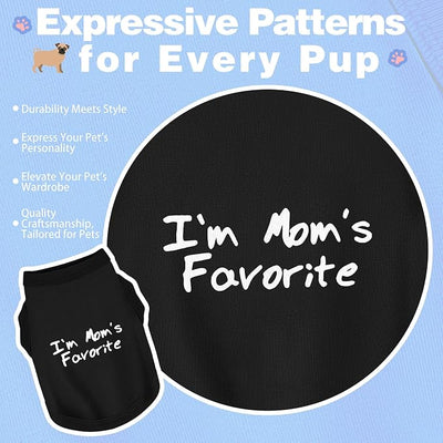 Cozy Sleeveless Canine Wear Dog Clothes, Soft, Lightweight, and Breathable Cotton Dog Shirt with I'm Mom's Favorite Print.Vest Tank Top Ideal for Small, Medium, and Large Breeds Rose Red 4XL