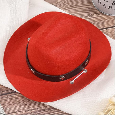 Pet Dog Costume Cowboy Hat Cosplay Cap Puppy Pet Dog Cat Holiday Pet Party Decoration (RED)