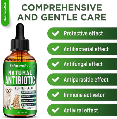 Natural Antibiotics for Dogs to Help with Allergies and UTIs | Kennel Cough Medicine for Dogs | Cat Antibiotics for Infection | Herbal Supplement is Excellent for All Breeds and Ages | 2 oz