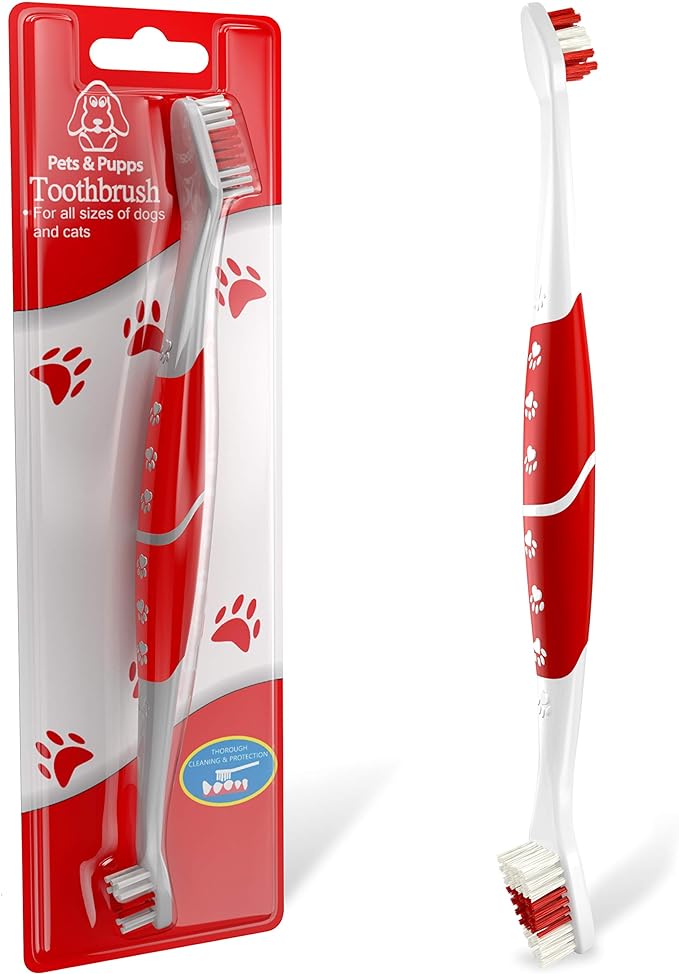 Pets & Pupps Pet Toothbrush for Dogs, Cats, Pack of 1 | Soft Bristles, Non Slip Dual Head, Medium & Large Pets, Easy Teeth Cleaning & Dental Care