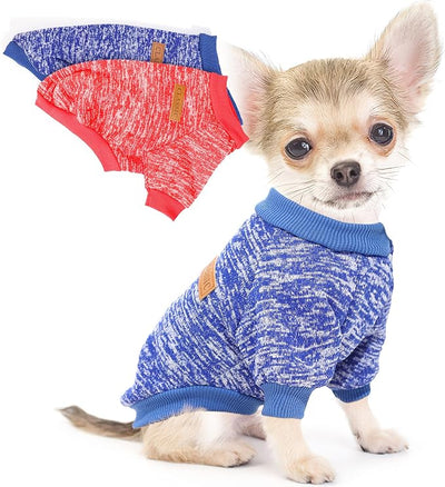 2 Pieces Dog Sweaters for Small Dogs Dog Clothes Female Winter Fleece Puppy Sweaters Warm Pet Outfit for Yorkie, Chihuahua, Bulldog, Dachshund, Pug