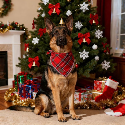 Unique Style Paws Dog Christmas Bandanas 1PC Washable Cotton Triangle Red Plaid Dog Scarfs for Small Medium Large Dogs and Cats