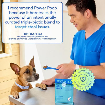 Native Pet GutWell Power Poop - Digestive Support & Fiber for Dogs - Promotes Healthy Stools, Supports Balanced Microbiome & Digestive Function - Triple-Biotic Blend & M-Fiber - 120 Scoops