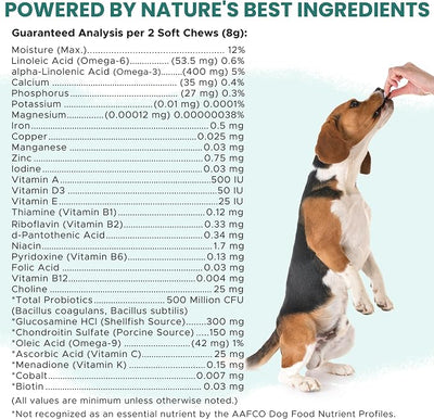 12-in-1 Dog Multivitamin Chews, 120 Ct - Vitamins, Supplements, Glucosamine Chondroitin, Probiotics, Omega 3 - Hip & Joint, Skin & Coat, Immune, Digestive Support for Puppy, Senior Dogs - Chew + Heal