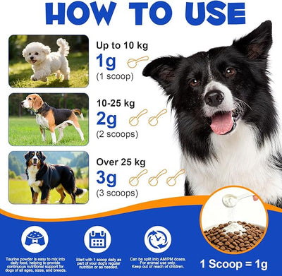 Taurine Powder for Dogs,Pure Taurine Supplement for Heart & Vision Health, Skin & Coat, Boosts Energy & Daily Wellness,7.05 oz/200 Grams
