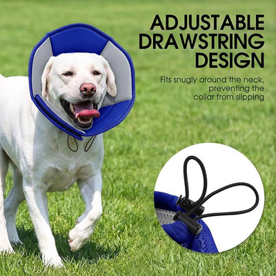 Dog Cone - Soft Cone for Dogs to Stop Licking, Pet E-Collar Alternative After Surgery, Adjustable Pet Recovery Collar for Wound Healing, Blue Medium