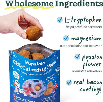 WOOF Refill BBQ Pops & Summer Pupsicle Favorite Distraction Grain-Free Smokey Beef Flavor Lickable Dog Treats - Small 10 Count