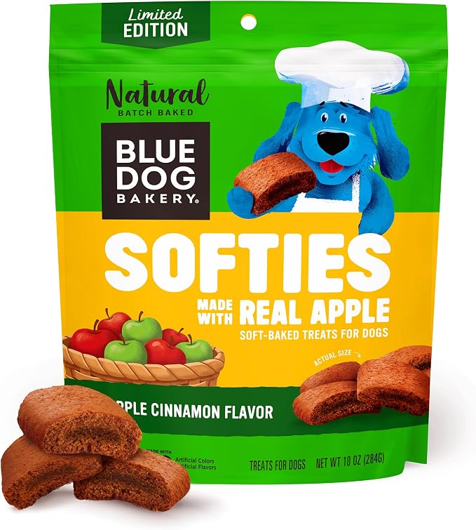 Blue Dog Bakery Softies Dog Treats, Small Chewy Dog Treats, Apple Cinnamon Flavor, Healthy, Wholesome Ingredients, 10 oz (Pack of 1)