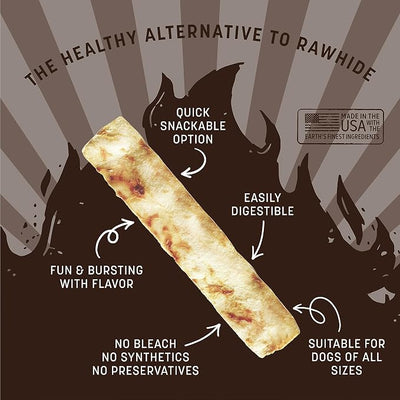 Earth Animal No Hide Strips - Natural Rawhide Free Dog Chew Strips, Barbeque Bacon Cheeseburger - 4 Count