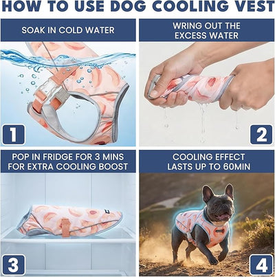 Spark Paws Dog Cooling Vest - SPF 50 UV Sun Protection - Summer Heat Relief Gear for Dogs, Lightweight, Evaporative Cooling - Dog Anxiety Relief Vest During Hot Days - Peaches - Size 2XL