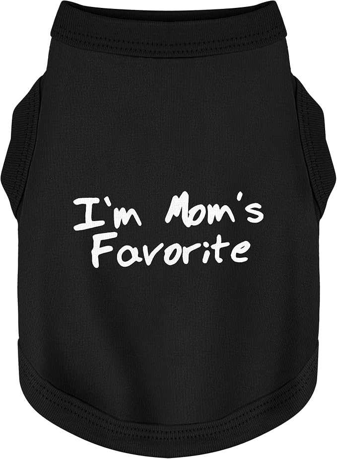 Cozy Sleeveless Canine Wear Dog Clothes, Soft, Lightweight, and Breathable Cotton Dog Shirt with I'm Mom's Favorite Print.Vest Tank Top Ideal for Small, Medium, and Large Breeds Black XS