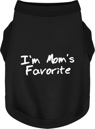 Cozy Sleeveless Canine Wear Dog Clothes, Soft, Lightweight, and Breathable Cotton Dog Shirt with I'm Mom's Favorite Print.Vest Tank Top Ideal for Small, Medium, and Large Breeds Black S