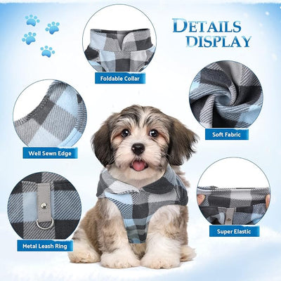 4 Pieces Winter Fabric Dog Sweater with Leash Ring Soft Fleece Vest Dog Clothes Plaid Camouflage Warm Puppy Jacket Pullover Clothes for Small Cat Puppy Chihuahua(M)