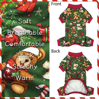 XPUDAC 4 Pack Dog Christmas Pajamas Reindeer Puppy Clothes Cute Santa Claus Dog Pajamas Costumes Outfit Red Green, 5XL