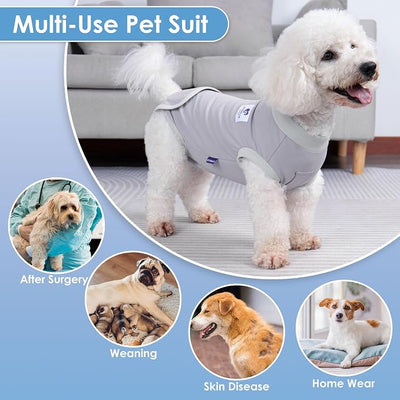 cyeollo 2pack Surgery Recovery Suit for Dogs Cats Soft Breathable Female Male Pet Bodysuit After Surgery for Spay, Neuter, Surgical Recovery Onesie Shirt for Medium Large Dogs, Blue & Grey, XL