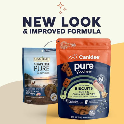 CANIDAE Pure Dog Treat Biscuits with Duck & Chickpeas, 11 oz, Grain Free (Pack of 2)