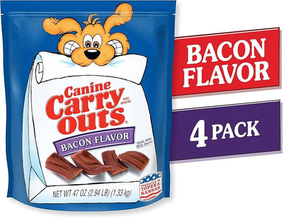 Canine Carry Outs Bacon Flavor Dog Treats, 47 Ounce Bag (Pack of 4)