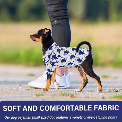 Dog Shirts for Small Dogs Puppy Pajamas Cute Pet Clothes Soft Button Down T Shirt Summer Outfit (Blue Monkey, S)