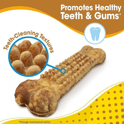 Nylabone Nubz Natural Dog Treats, Long Lasting Chew Bones, Made in the USA, Peanut Butter Flavor Breath Freshener, Large Bones for Dogs Over 30 lbs. (18 Count)