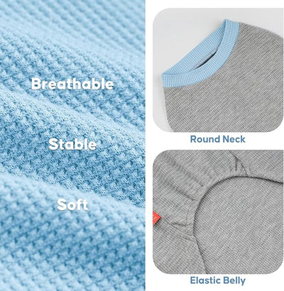 KYEESE 2Pack Waffle Dog Shirts, Lightweight Sleeveless Dog T Shirts for Large Dogs Boy, Breathable Pet Vest Comfort Tank Top Soft Dogs Clothes for Daily Wear, Blue+Grey, 3XL