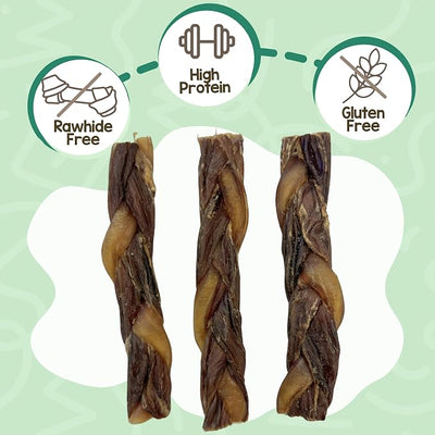 Nature Gnaws Braided Bully Twists for Dogs 5-6" (10 Count) - Long Lasting for Small and Medium Dogs - Natural Beef Dog Chew Bones