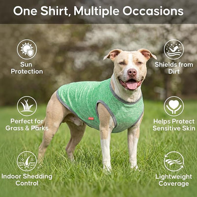 KYEESE 2Pack Dog Shirt, Lightweight Sun Protection Sleeveless Dog T Shirts for Medium Large Dogs Boy, Breathable Pet Reflective Tank Top Summer Dogs Clothes for Outdoor Walking, Grey+Dark Green, 2XL