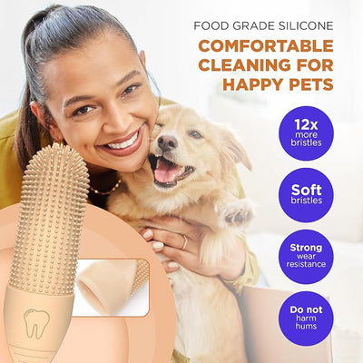 Jack & Milo Soft Silicone Finger Toothbrush for Dogs – Gentle & Effective Oral Care for Small Dogs, Puppies & Cats – Long-Lasting & Easy to Use – Green – Ideal for Baby Pets
