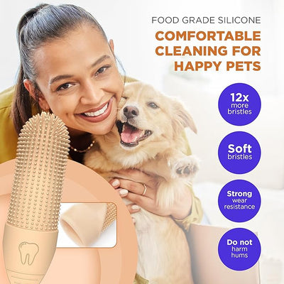 Jack & Milo 2-Pack Soft Silicone Pet Toothbrush – Gentle Finger Toothbrush for Small Dogs, Puppies & Cats – Safe Oral Care for Baby Pets – Promotes Healthy Teeth & Gums – Orange & Green
