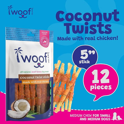 Coconut Pet Chews - Premium, All Natural Coconut Dogs Treats - Healthy Puppy Treats & Vitamin Rich Rawhide Free Puppy Chews - Made in The USA (with Real Chicken)