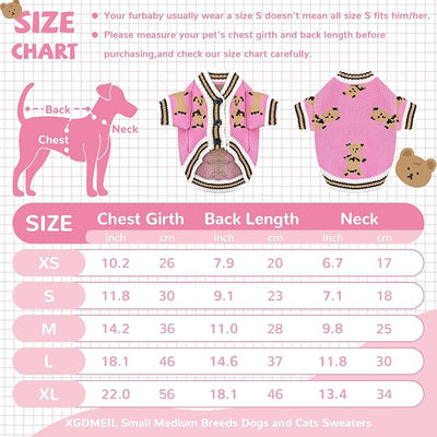 Small Dog Sweaters Cute Bear Knitted Dog Cardigans Clothes for Small Medium Dogs Soft Pet Puppy Cat Knitting Outfits Fall Winter Warm Boy Girl Dogs Knitwear Coat Apparel(Pink, Medium)