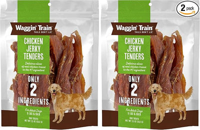 Waggin' Train Dog Treat, Grain Free, Limited Ingredient, Chicken | Jerky Tenders | 11 oz Pouch | Pack of 2