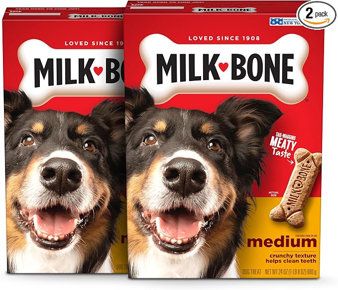 Milk-Bone Dog Treats for Medium Dogs, 24 Ounce | Pack of 2 | Crunchy | Helps Clean Teeth