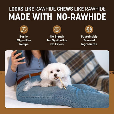 Earth Animal No Hide Stix - Long Lasting Rawhide Free Small Dog Chews Sticks, Venison - 80 Count Extra Value Pack