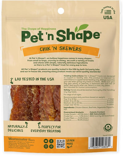 Pet 'n Shape Chik 'n Skewers - Chicken Wrapped Rawhide - All Natural Dog Treats, Chicken, 8 Oz, 10808