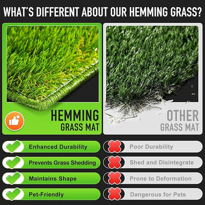 Hompet Dog Grass Pad with Tray Large, 35"x22.5", 2 Reusable Artificial Turf for Dogs Potty, Waterproof Non-Slip Washable Pee Pads, Quickly Absorbency Portable Dog Litter Box for Indoor/Outdoor Use