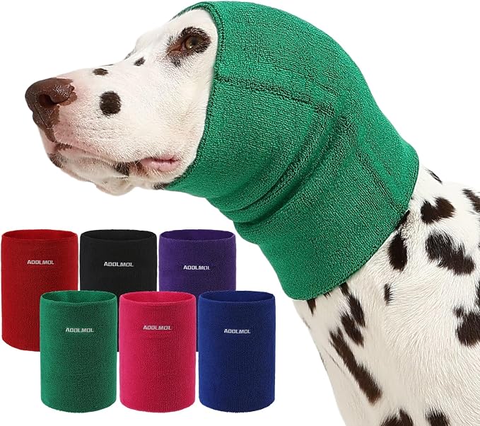 Dog & Cat Calming Hoodie – Soft Double-Layer Ear and Neck Cover for Anxiety Relief & Noise Protection, Elastic Pet Head Wrap for Grooming, Bath, Drying & Fireworks