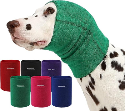 Dog & Cat Calming Hoodie – Soft Double-Layer Ear and Neck Cover for Anxiety Relief & Noise Protection, Elastic Pet Head Wrap for Grooming, Bath, Drying & Fireworks