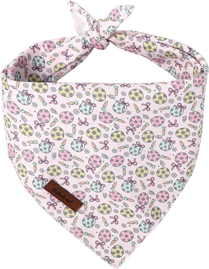 Easter Dog Bandana - Cute Pastel Egg Dog Neck Scarf, Soft Girly Spring Pet Bib for Puppy Kitten, Easter Photo Dogs Cats Prop for Daily Use Parties & Pet Photography S
