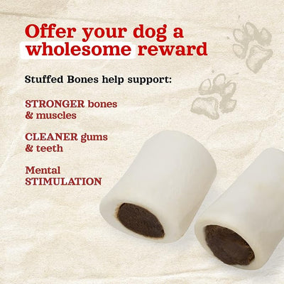 Natural Farm Peanut Butter Filled Bones (3-4 Inch, 6 Count), Limited Ingredient, Natural Stuffed Dental Dog Bone Treats for Dogs, Made with Real Beef