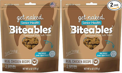 Get Naked Biteables Senior Health Soft Dog Treats,Real Chicken Treat for Toothless Dogs,6oz 1 Pouch,(Pack of 2)