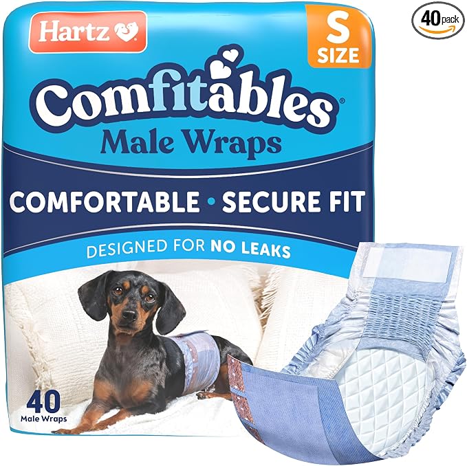 Hartz Comfitables Disposable Male Dog Wraps with Stretchy Waistband, Small 40 Count