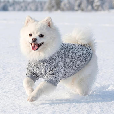 2 Pack Dog Sweaters for Small Dogs Girl Boy Winter Fleece Clothes Warm Soft Dog Sweatshirt Outfit for Dogs Cats Pet Apparel (Grey+Navy Blue, L (Back: 15.7",Chest: 19.6",14-18Ibs))