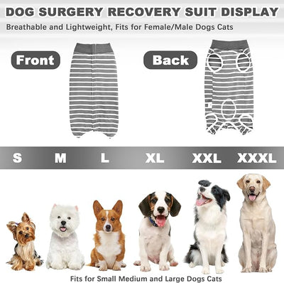 Recovery Suit for Dogs, Soft Dog Surgery Suit for Female Spay Male Neuter | Dog Cone Alternative Surgical Recovery Shirt for Abdominal Wounds, Anti-Licking Pet Clothes for Dogs Cats, Grey, Large